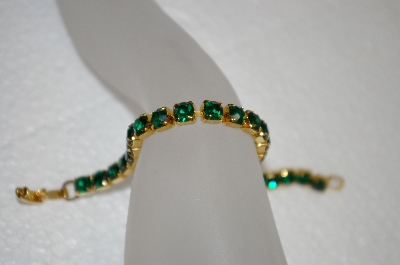 +MBA #20-276  Gold Plated Green Crystal Bracelet