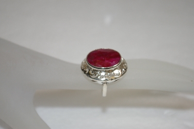 +MBA #20-014  Large Oval Cut Ruby Sterling Ring