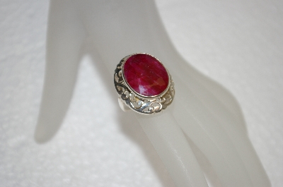+MBA #20-014  Large Oval Cut Ruby Sterling Ring