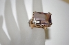 +MBA #21-492  14K Rose Gold Radiant Cut Pink Amethyst & Diamond Ring