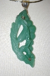 +MBA #21-428  Green Jade Fancy Carved Sterling Pendant