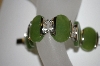 +MBA #21-230  "6 Stone Green Jade Sterling Bracelet