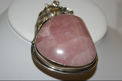 +MBA #LSR    Large Sterling Rose Quartz Pendant