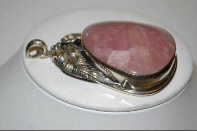 +MBA #LSR    Large Sterling Rose Quartz Pendant