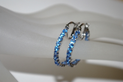 +MBA #21-288  Sterling Inside Out Blue Sapphire Hoop Earrings
