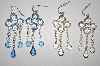 +MBA #21-234  Set Of 4 Pairs Silvertone Bezel Set Acrylic Dangle Earrings