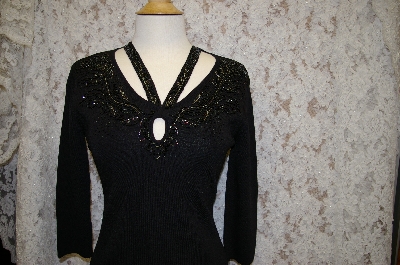 +MBA #16-004  "Designer "Felicity" Black Hand Beaded Sweater