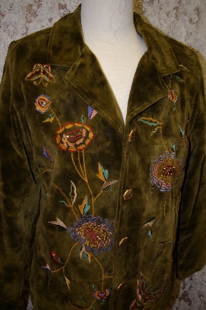 +MBA #16-046     "Indigo Moon Ombre  Print Olive Velvet Jacket