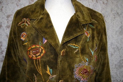 +MBA #16-046     "Indigo Moon Ombre  Print Olive Velvet Jacket