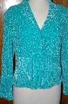 +MBA #23-475  "Designer Rhonda Stark Crushed Velevet Turquoise Cardigan