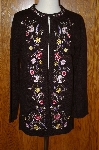 +MBA #24-359  "Victor Costa Black Floral Ebroidered Sweater  Coat