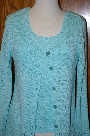 +MBA #24-496  "Coldwater Creek Turquoise Blue 2 Piece Shell & Sweater Set