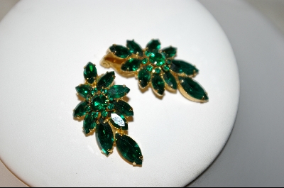 +MBA   Emerald Green 1950's Austrian Crystal Clip On Earrings
