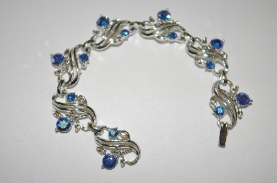 +MBA #24-298  "SilverTone Blue AB Crystal Bracelet