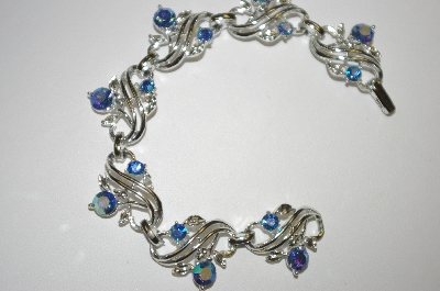 +MBA #24-298  "SilverTone Blue AB Crystal Bracelet
