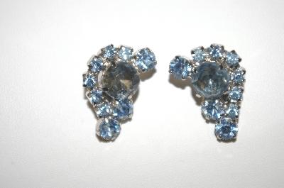 +MBA #24-302  Blue Crystal Clip Style Earrings