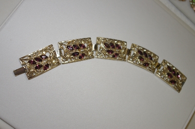 +MBA #24-400  "Gold Plated Purple & Clear Crystal Bracelet