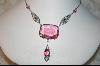+MBA   "Antique Pink Glass Vintage Look Necklace