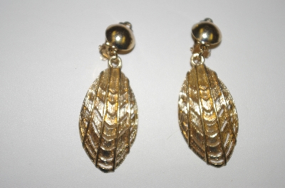 +MBA #25-012  Gold Plated Clip On Dangle Earrings