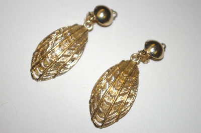 +MBA #25-012  Gold Plated Clip On Dangle Earrings