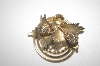 **MBA #S4-159  Vintage Gold Plated Fancy Leaf Brooch