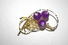 +MBA #S4-218  Gold Plated Purple Thread Covered Bead Pin