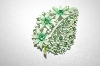 +MBA #S4-274  Green Enamel & Green Crystal Leaf Pin