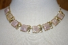 +MBA #S4-137  "Gold Plated Pink Thermoplastic  Stone Necklace