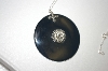 **MBA #S4-059  Black Acrylic Disk Set With Marcasite & Sterling