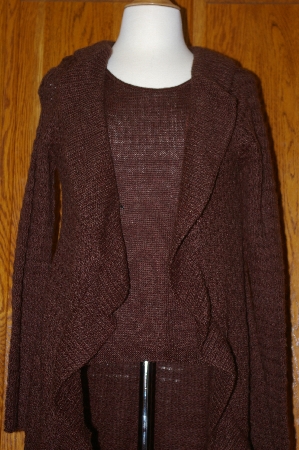 +MBA #25-122  "Du Jour Ruffle Trim Crochet Stitch Cardigan & Matching Tank