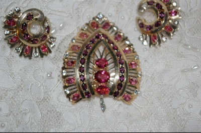 +MBA  Beautiful Old Sterling Double Pined Brooch & Earring Set