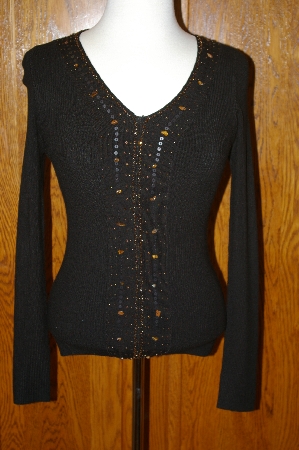 +MBA #25-136  "Design Fashion Magazine Black Knit Embelished Sweater