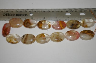 +MBA #23-038   16" Strand Of Oval Cut Agate Beads