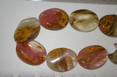 +MBA #230-044   "16" Strand Fancy Wave Oval Cut Agate Beads