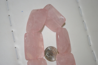 +MBA #23-019      16" Strand Of Cut, Faceted & Polished Square Cut Rose Quartz Beads