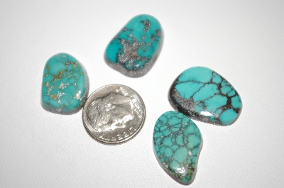 +MBA #20-522   4 Fancy Cut & Polished Blue Green Turquoise Stones