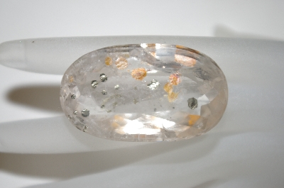 +MBA #23-113   "Fancy Oval Pyrite In Quartz Faceted Gemstone