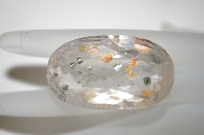 +MBA #23-113   "Fancy Oval Pyrite In Quartz Faceted Gemstone