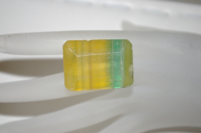 +MBA #23    "Emerald Cut & Faceted Yellow & Green Quartz Gemstone