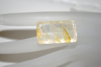 +MBA #23-215   "Yellow Toned Emerald Cut Quartz Gemstone