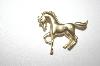 **MBA #S4-338  Vintage Gold Plated Horse Pin
