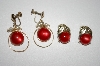 +MBA #25-701  2 Pairs Vintage Red Acrylic Earrings