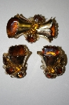 +MBA #25-595  Vintage Shades Of Brown Rhinestone Pin & Earring Set