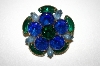 **Vintage Blue & Green Rhinestone Pin