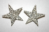 +MBA #25-781  Vintage Set Of 2 Clear Rhinestone Star Pins