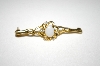 +MBA #25-233  Vintage Gold Tone White Stone Pin