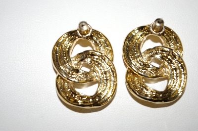 +MBA #25-251  Vintage Gold & Silver Tone Red Enamel Pierced Earrings
