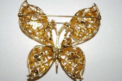 +MBA #25-243   Avon Gold Tone Butterfly Pin