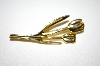 +MBA #25-308   Vintage Gold Plated Flower Pin