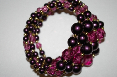 +MBA #25-292   Vintage Purple Acrylic Bead Stretch Bracelet